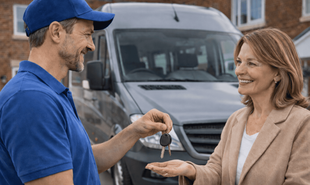 Keys handover for newly adapted minivan